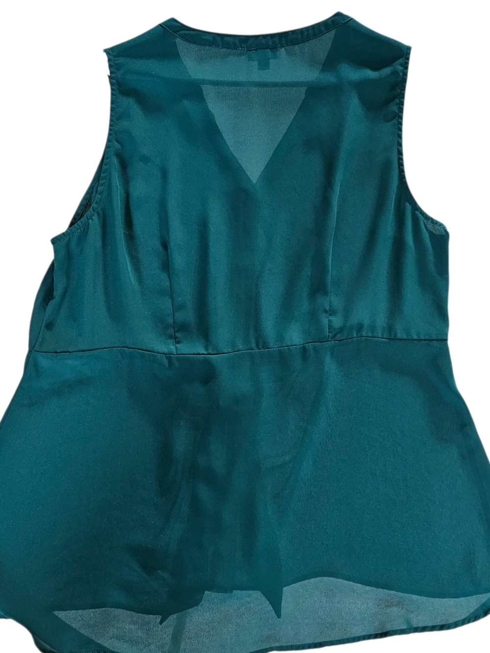 torrid Teal Sleeveless V-Neck Peplum Tie-Front Blouse - Picture 5 of 9